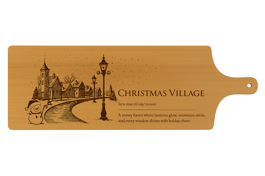 Christmas Village – Engraved Bamboo Serving Board