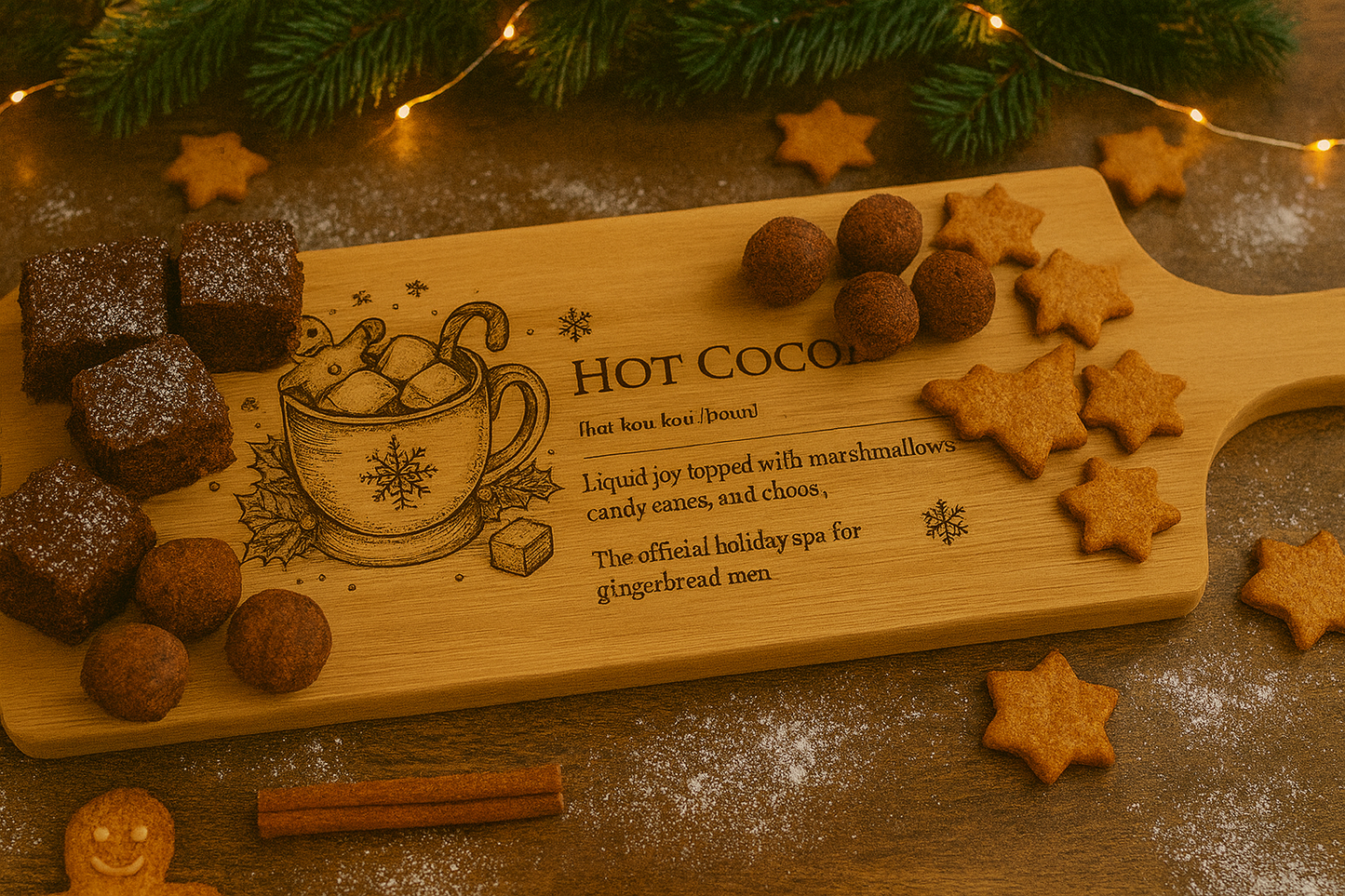 Hot Cocoa – Engraved Bamboo Serving Board