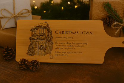 Christmas Town — Engraved Bamboo Serving Board