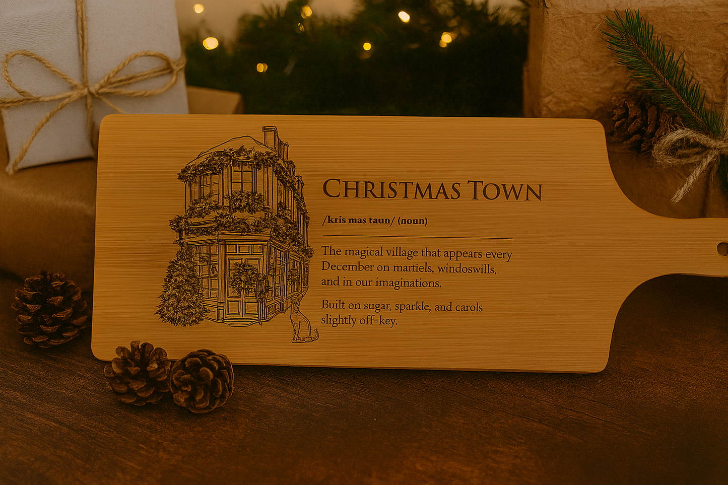 Christmas Tree – Engraved Bamboo Serving Board