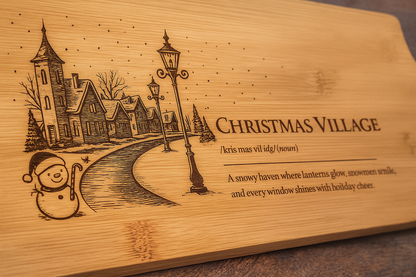 Christmas Village – Engraved Bamboo Serving Board
