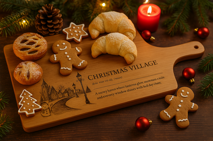 Christmas Village – Engraved Bamboo Serving Board
