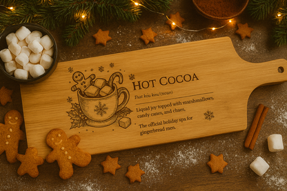 Hot Cocoa – Engraved Bamboo Serving Board