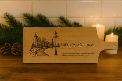 Christmas Village – Engraved Bamboo Serving Board