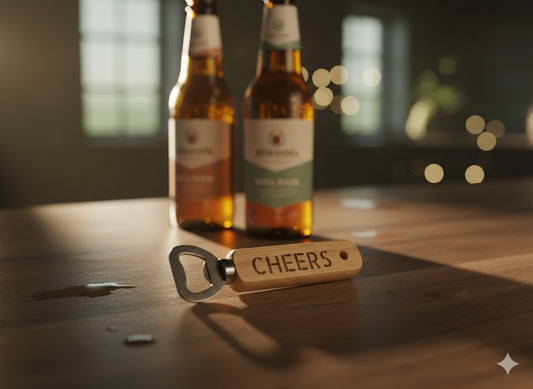 CHEERS – Engraved Wooden Bottle Opener | Gift for Him / Home Bar Accessory