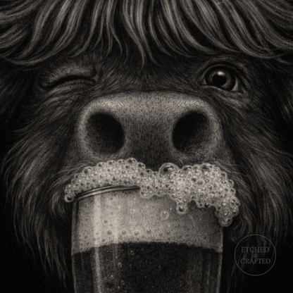 Highland Cow Beer Slate Coaster – Cheeky Cow Collection