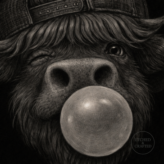 Bubblegum Highland Cow Slate Coaster – Cheeky Cow Collection