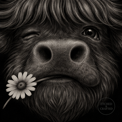 Daisy Highland Cow Slate Coaster – Cheeky Cow Collection