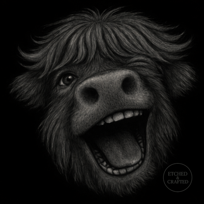 Laughing Highland Cow Slate Coaster – Cheeky Cow Collection