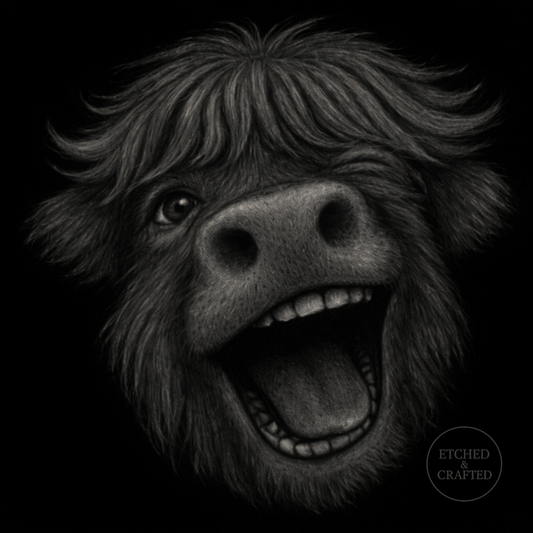 Laughing Highland Cow Slate Coaster – Cheeky Cow Collection