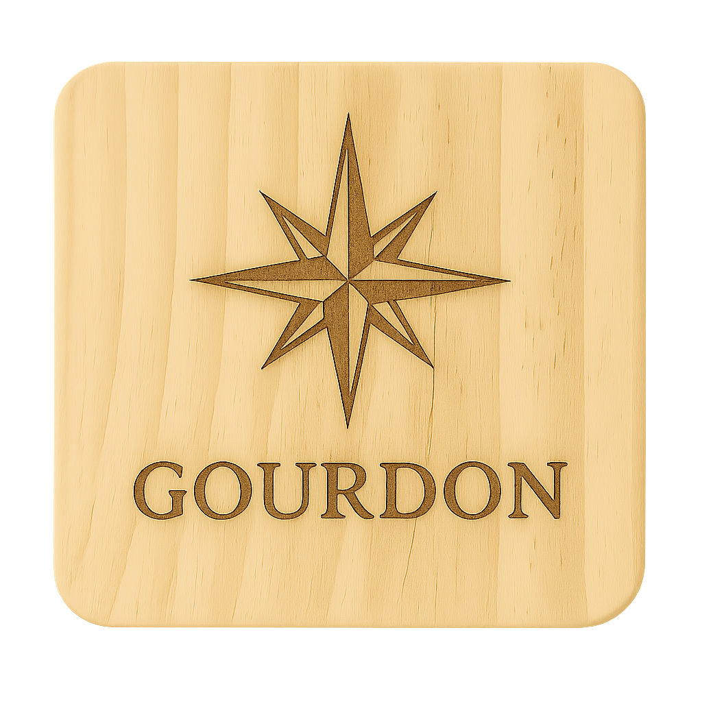 Compass Rose Wooden Coaster – Local Villages & Custom Engraving