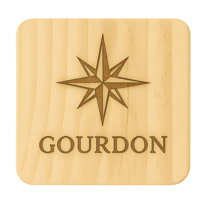 Compass Rose Wooden Coaster – Local Villages & Custom Engraving