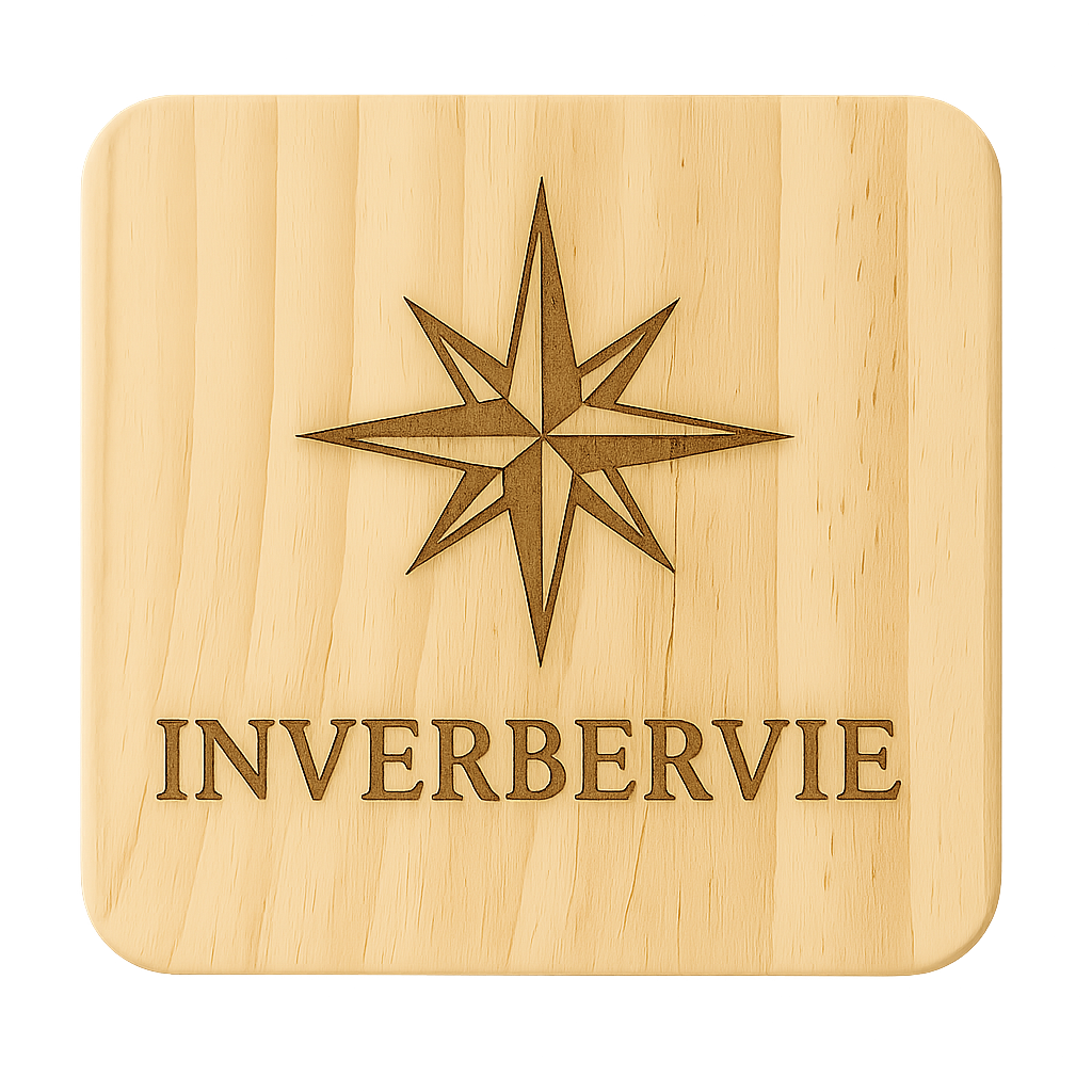 Compass Rose Wooden Coaster – Local Villages & Custom Engraving