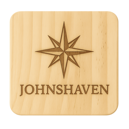 Compass Rose Wooden Coaster – Local Villages & Custom Engraving