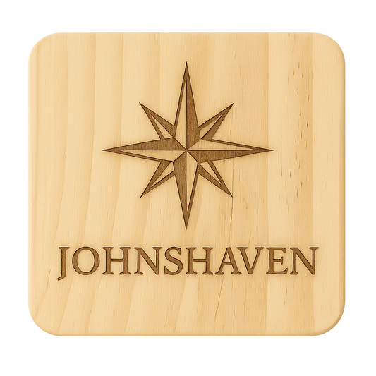 Compass Rose Wooden Coaster – Local Villages & Custom Engraving