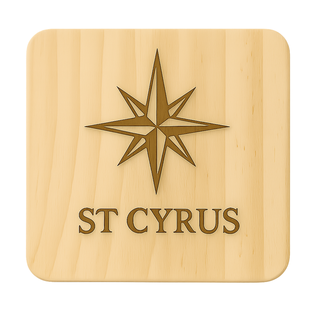 Compass Rose Wooden Coaster – Local Villages & Custom Engraving