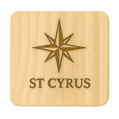 Compass Rose Wooden Coaster – Local Villages & Custom Engraving