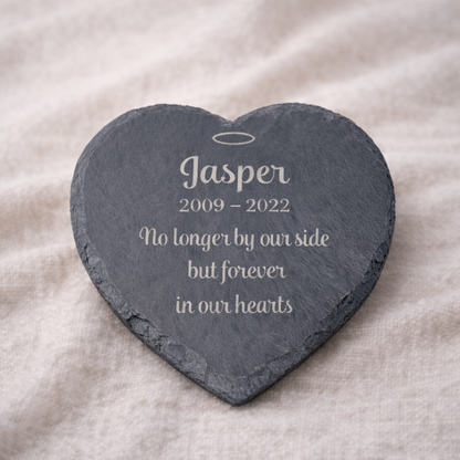 Personalised Pet Memorial Slate Heart – 100 × 100 mm