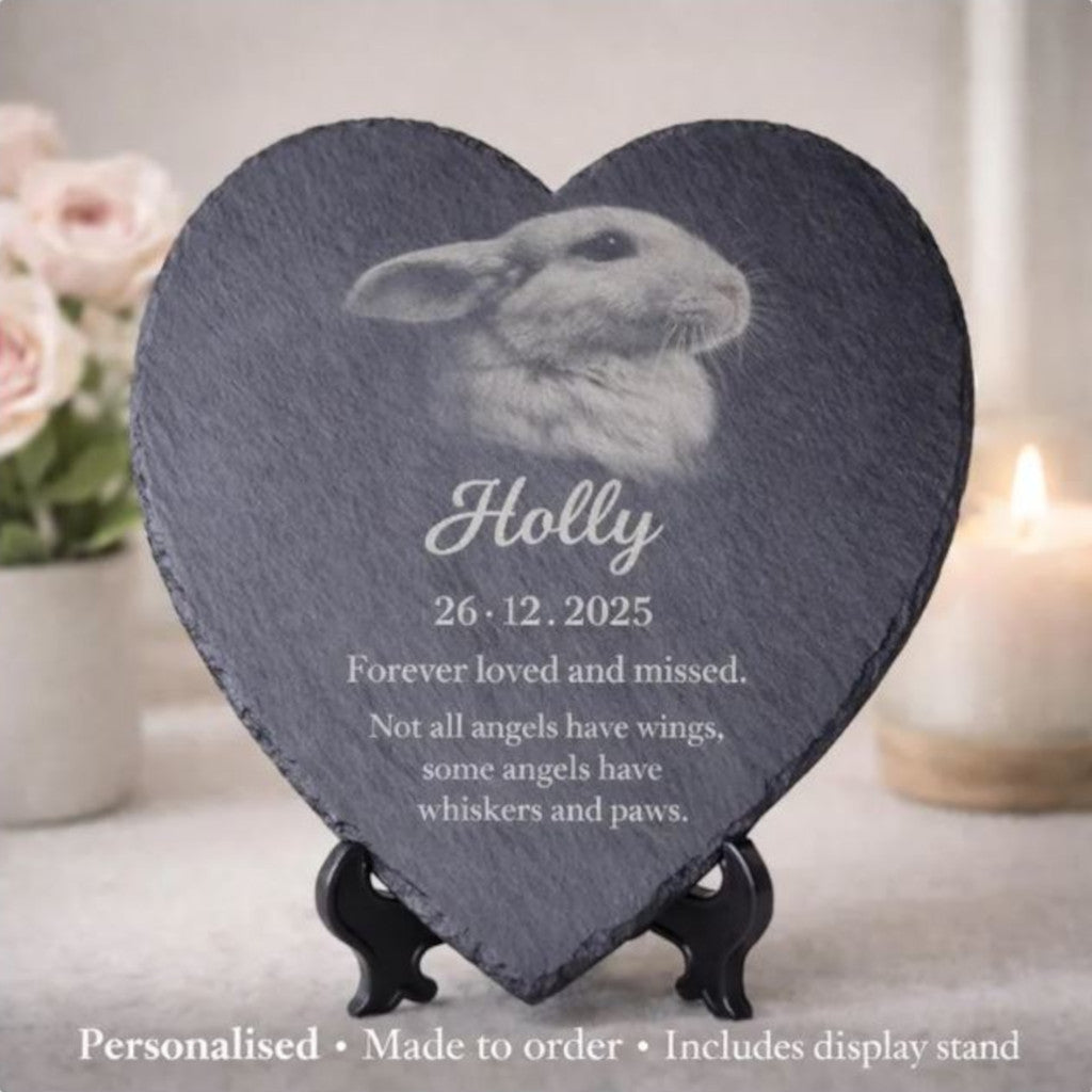 Personalised Pet Memorial Heart Slate Plaque
