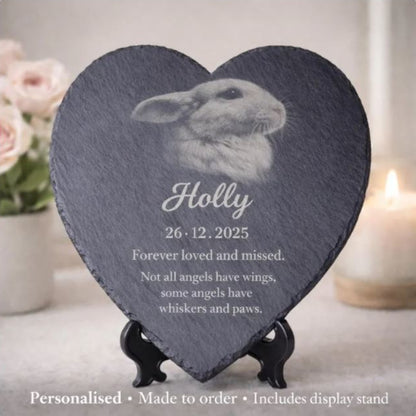 Personalised Pet Memorial Heart Slate Plaque