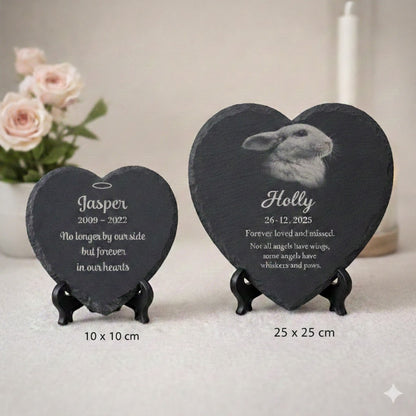 Personalised Pet Memorial Slate Heart – 100 × 100 mm