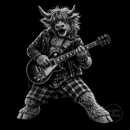 Rock Highland Cow Slate Coaster – Angus the Lead Guitarist