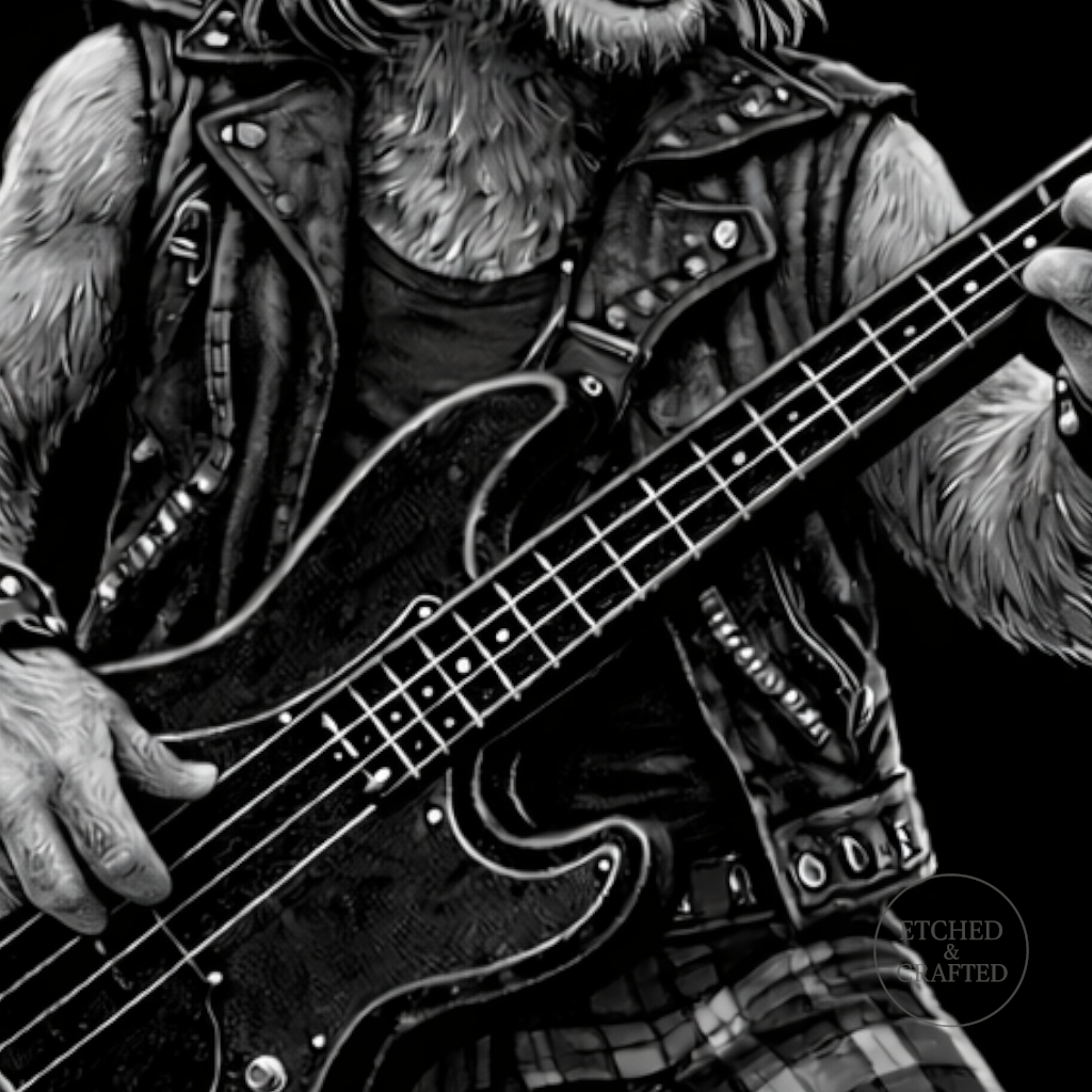 Rock Highland Cow Slate Coaster – Callum the Bassist