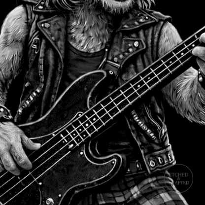 Rock Highland Cow Slate Coaster – Callum the Bassist