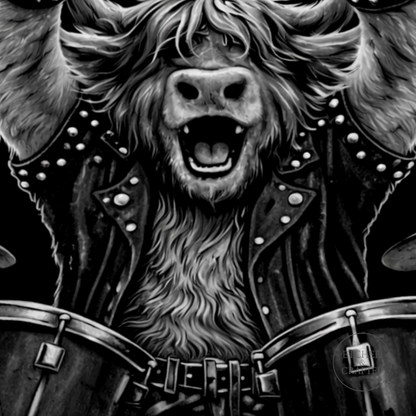 Rock Highland Cow Slate Coaster – Hamish the Drummer