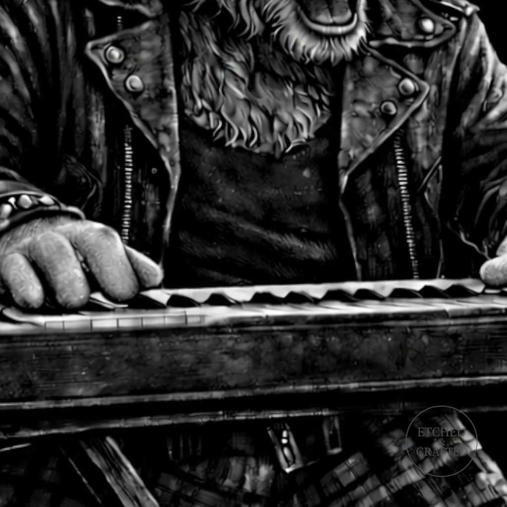 Rock Highland Cow Slate Coaster – Fraser the Keyboard Player