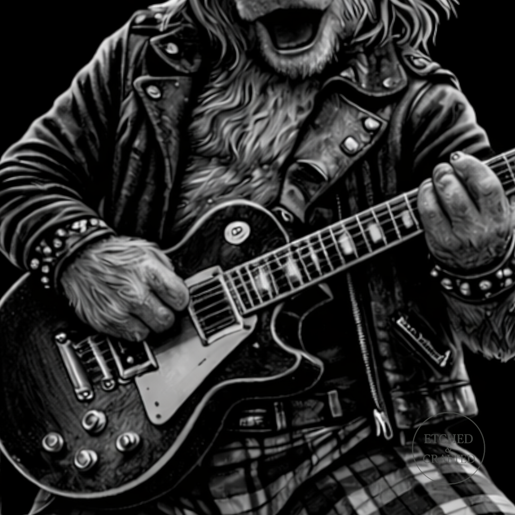 Rock Highland Cow Slate Coaster – Angus the Lead Guitarist
